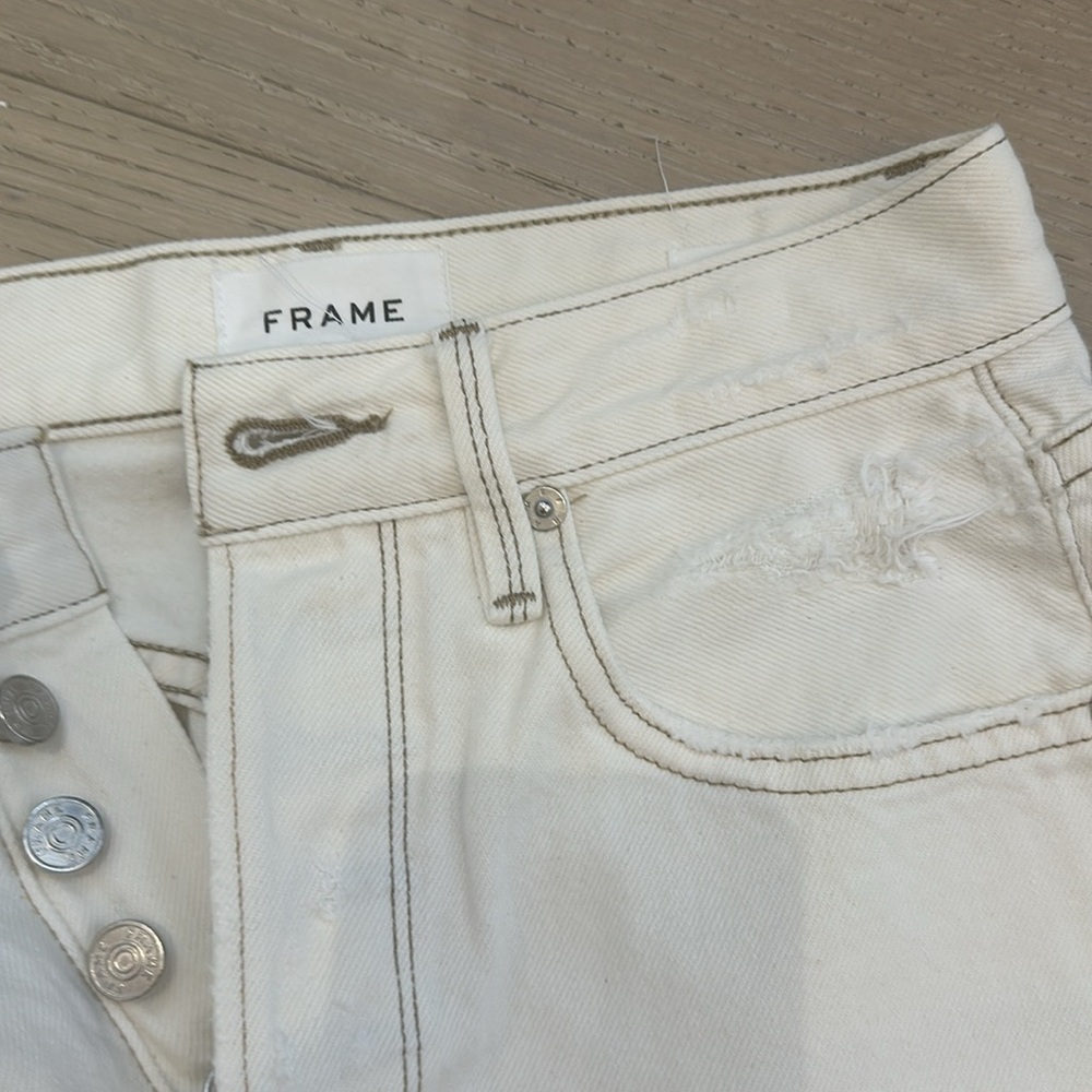 Frame denim Pure le original frayed off white jeans - Picture 5 of 7